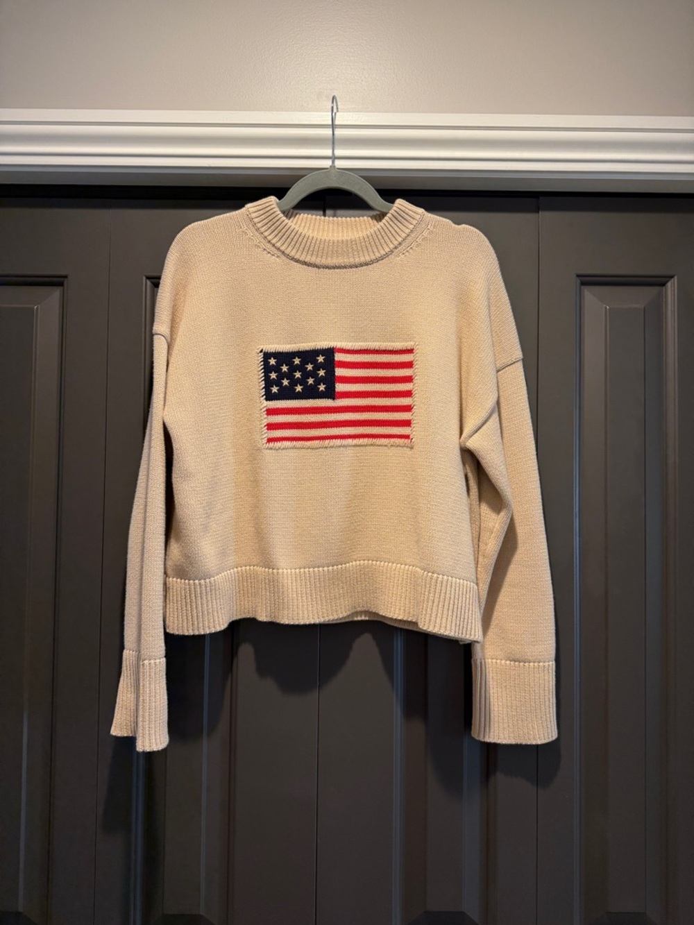 Cropped Beachwood Cotton Americana Sweater - Medium